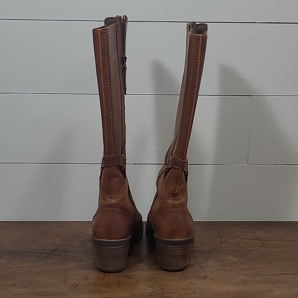 EUC Teva Boots Women's sz 5 Foxy Tall Cognac Leather Side Zip Waterproof Boots - Picture 3 of 14